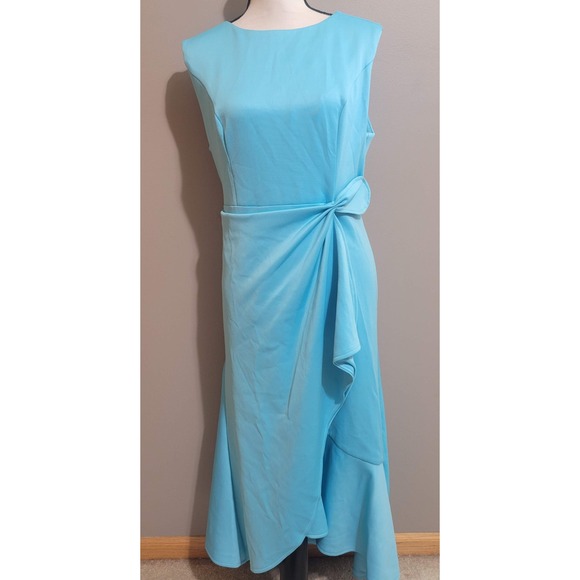 NWT Fehaute A-Line Twist Waist Midi Dress - Picture 2 of 7